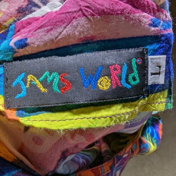 Vtg 1990s Jams World Colorful Geometric Patterned Basque Waist Midi Sun Dress L - Picture 4 of 4